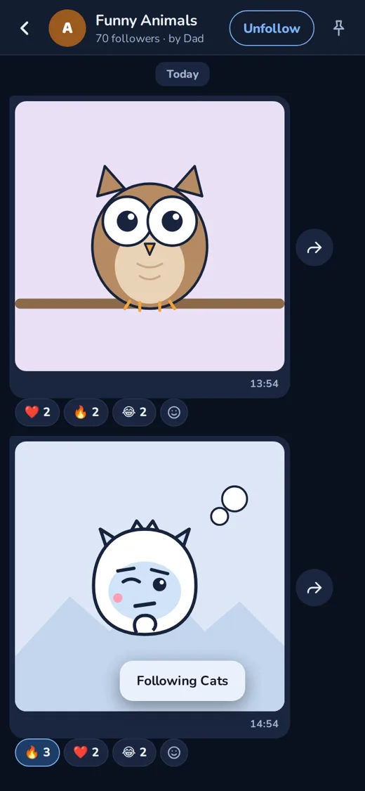 A Yoeti channel with memes and emoji reactions